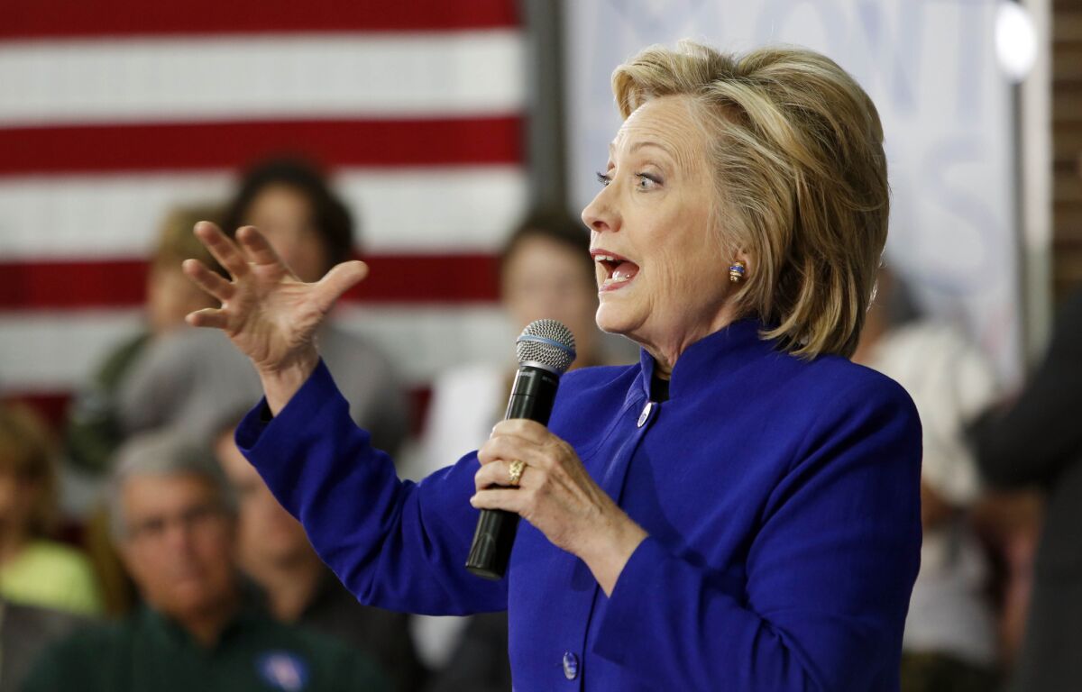 Democratic presidential candidate Hillary Rodham Clinton campaigns in New Hampshire on Tuesday.