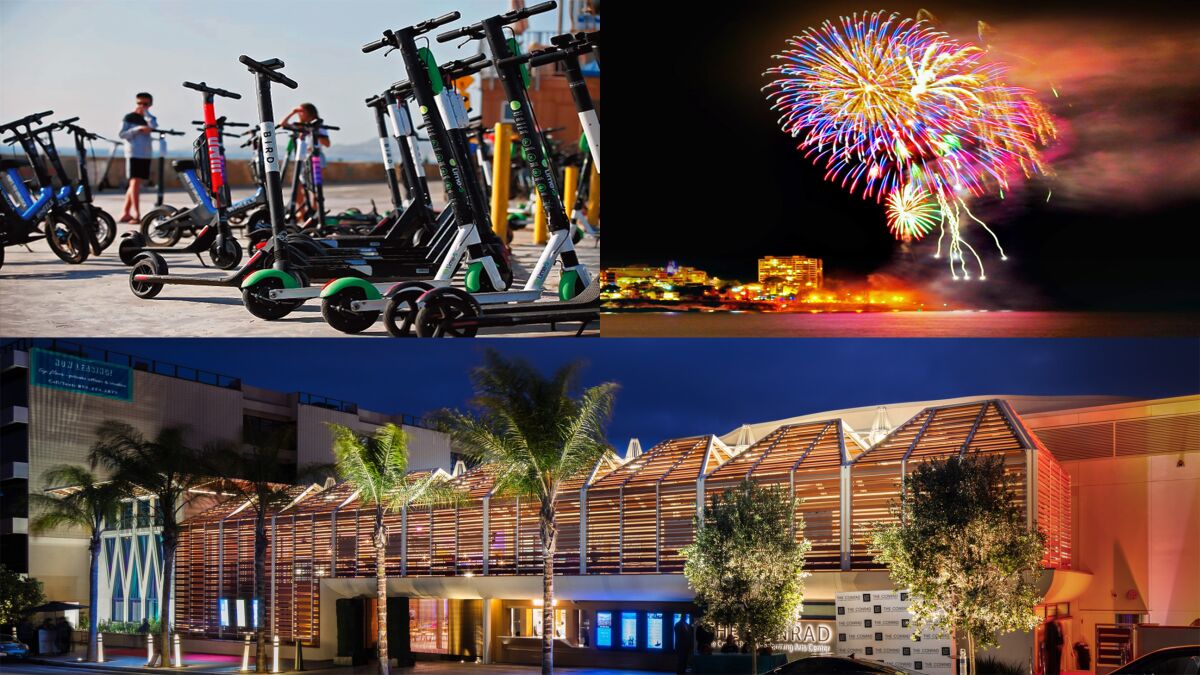 Among the top 2019 headlines in La Jolla: The proliferation of electric scooters continued to rouse ire and safety concerns from residents; July 4th fireworks were announced as returning to La Jolla Cove in 2020 after a two-year absence; The $82 million Conrad Prebys Performing Arts Center opened as a state-of-the-art, special-events facility and new home for La Jolla Music Society.