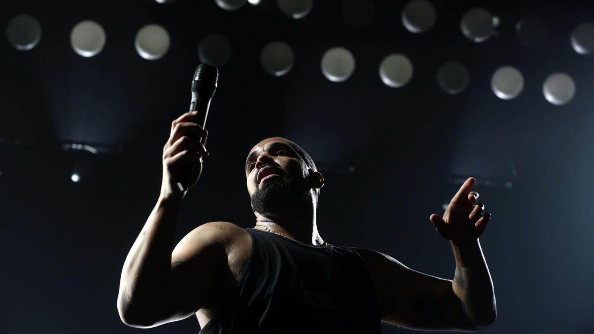 "One Dance" by Drake, seen performing this month at Staples Center, topped Billboard's Hot 100 for 10 weeks.