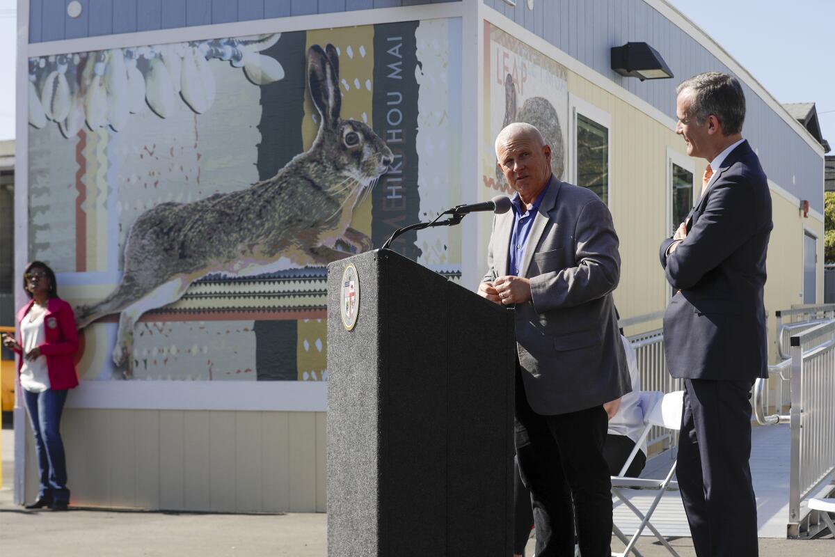 L.A. City Councilman Mike Bonin, left, and Mayor Eric Garcetti 