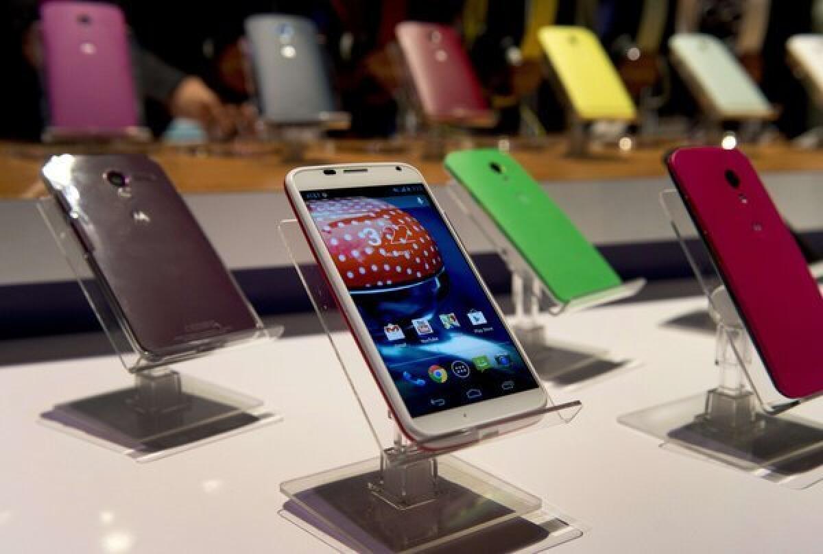 Motorola's Moto X smartphone at its unveiling at a news conference in New York.