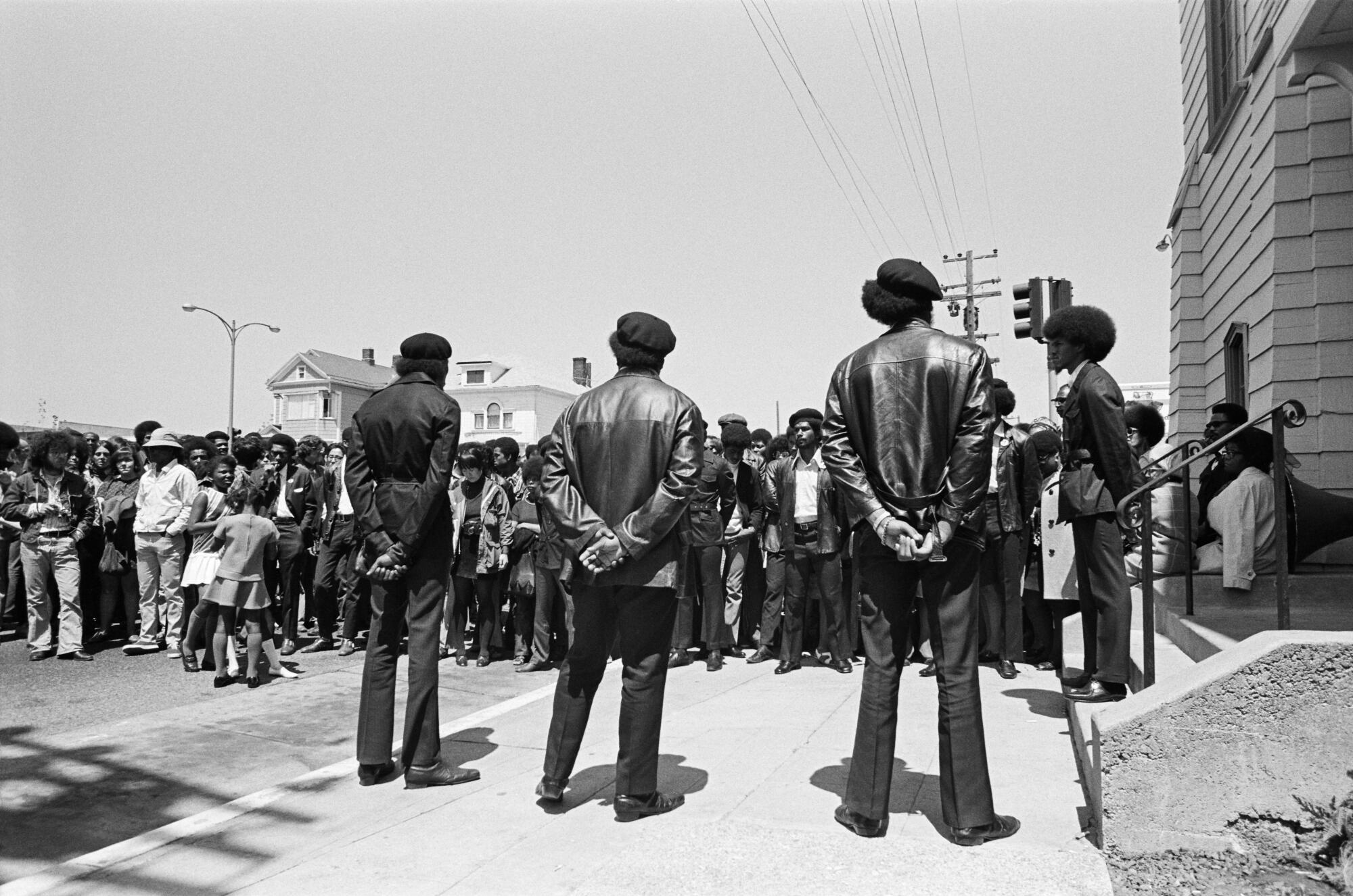 The gathering for the funeral of Black Panther George Jackson at St. Augustine's