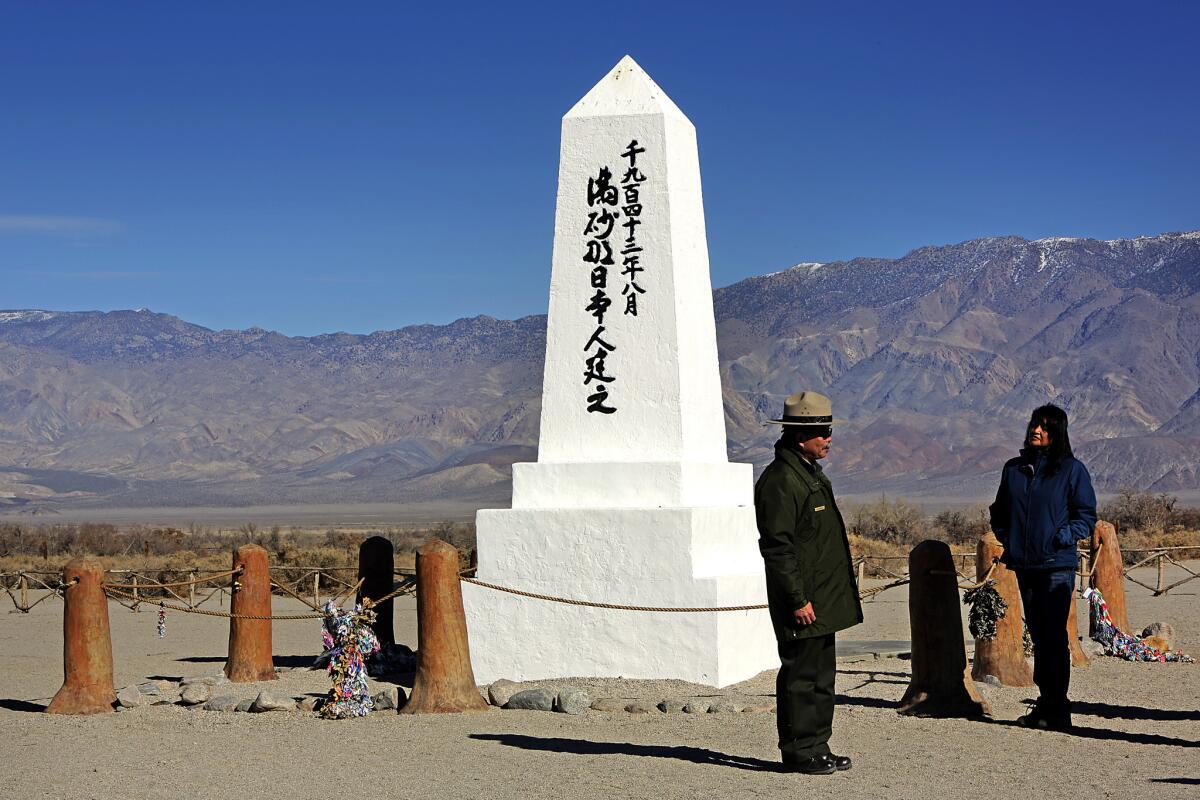 Monument at the cemetery at Manzanar National Historic Site