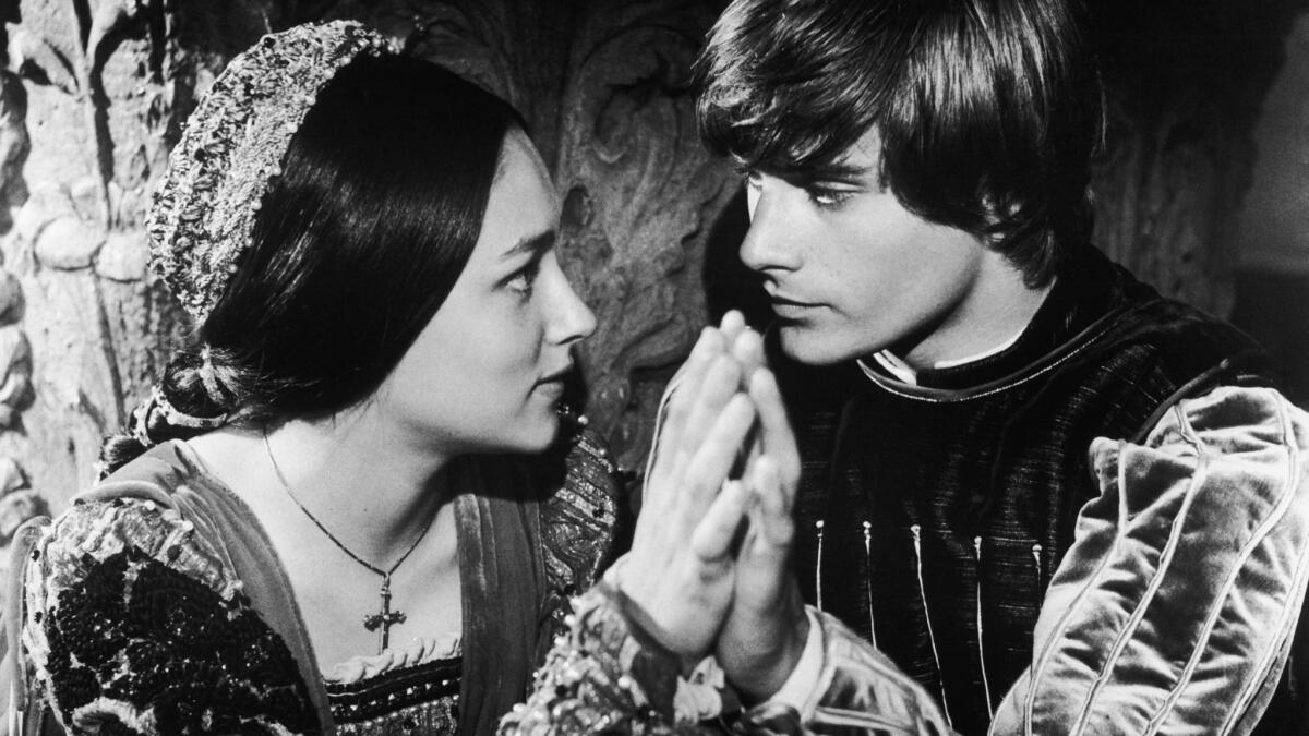 Leonard Whiting and Olivia Hussey in the title roles of Franco Zeffirelli's film version of Shakespeare's 'Romeo And Juliet',