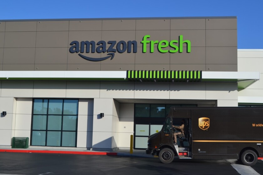 The opening date for the Amazon Fresh in Poway, as seen on Tuesday, has yet to be announced.
