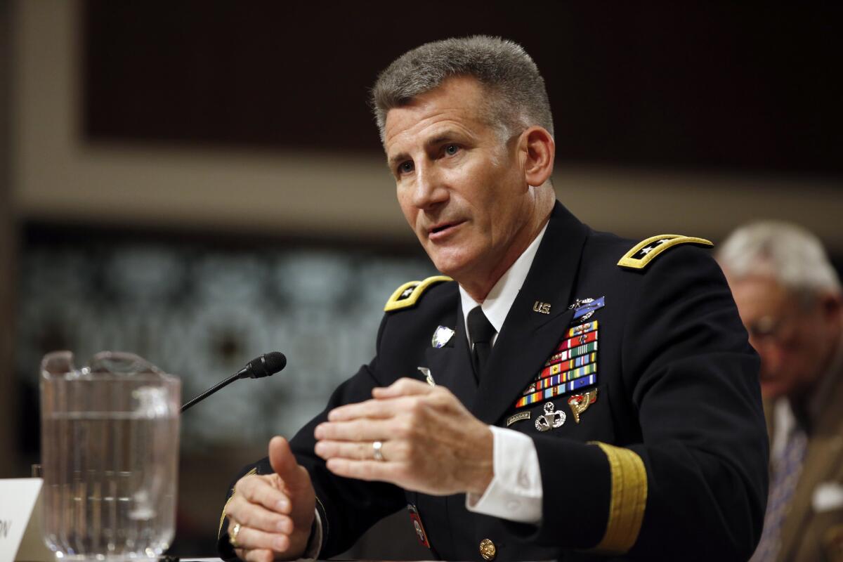 Gen. John W. “Mick” Nicholson testifies on Capitol Hill in Washington in January.