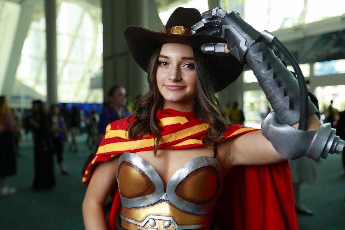 Tiffany Kay of Fullerton dressed as McCree from Overwatch at Comic-Con in San Diego on July 20, 2018.