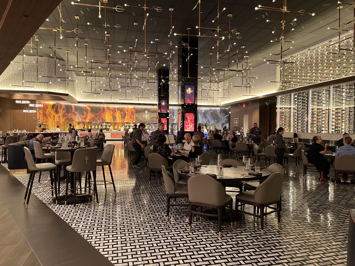 The dining room of Hell's Kitchen restaurant at Harrah's Resort Southern California in Valley Center.