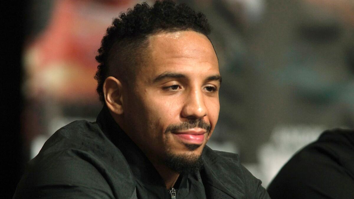 Boxer Andre Ward listens to a question during a news conference Thursday in Las Vegas.