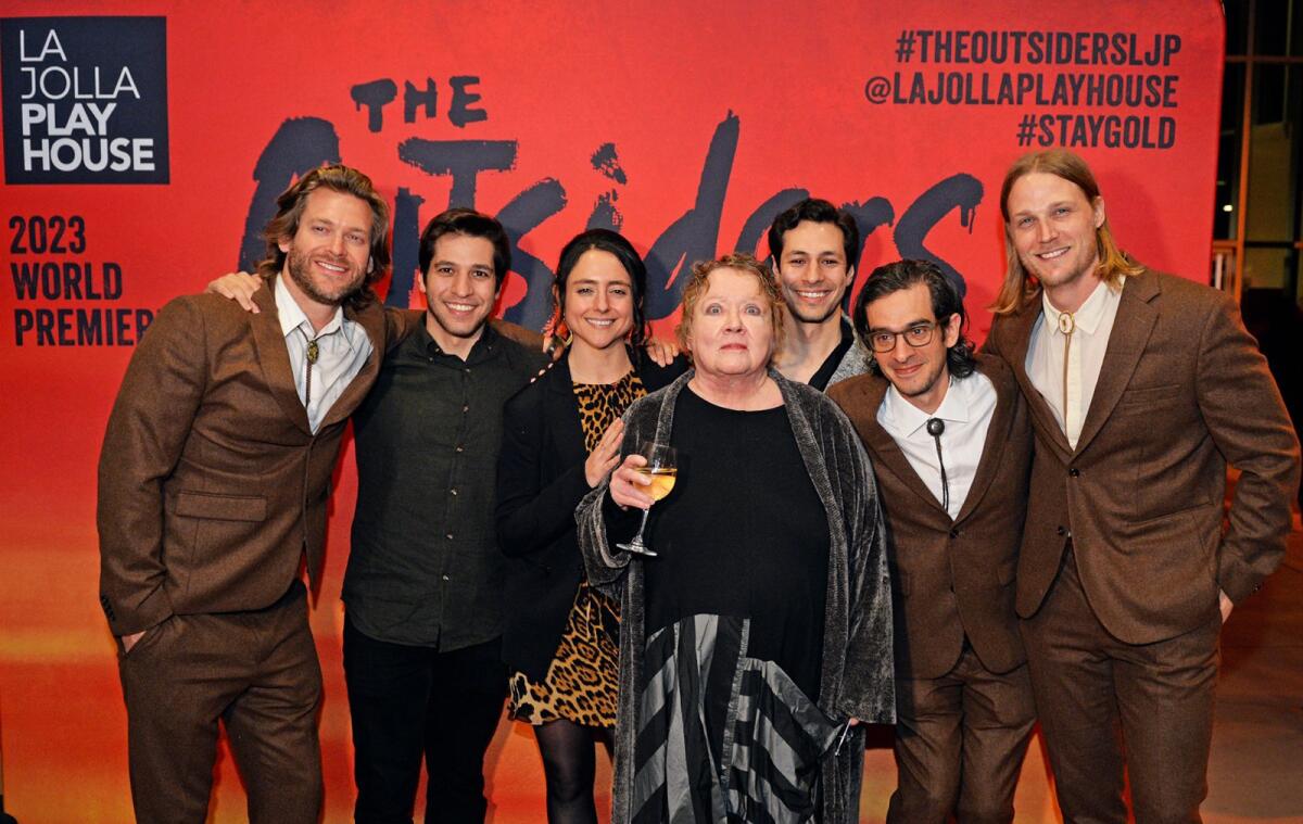 S.E. Hinton with the creative team of "The Outsiders" musical.