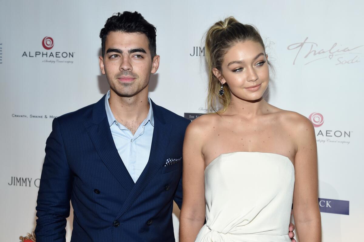 Joe Jonas and Gigi Hadid attend the Global Lyme Alliance gala at Cipriani 42nd Street in New York on Oct. 8