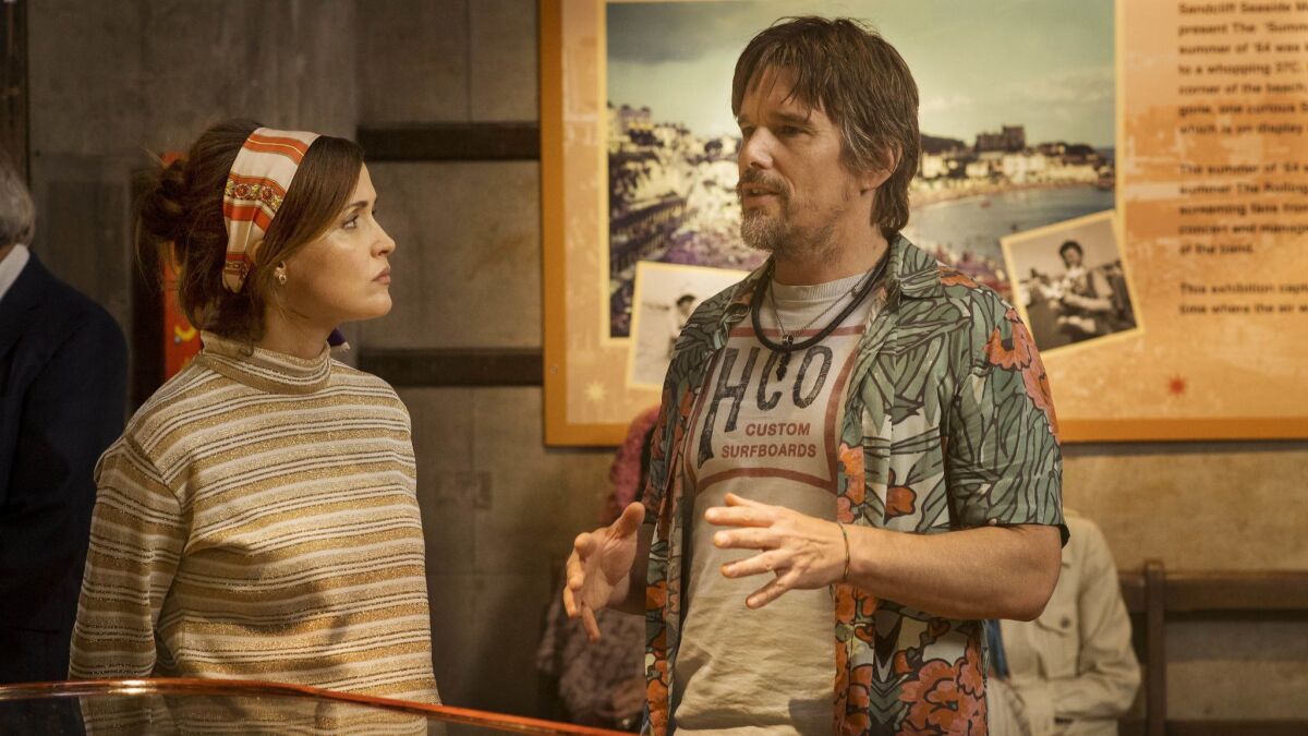 Ethan Hawke, right, and Rose Byrne star in "Juliet, Naked."