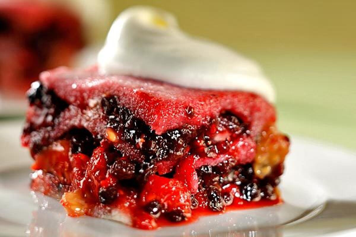 Serve with a dollop of lightly sweetened whipped cream. Recipe: Summer pudding