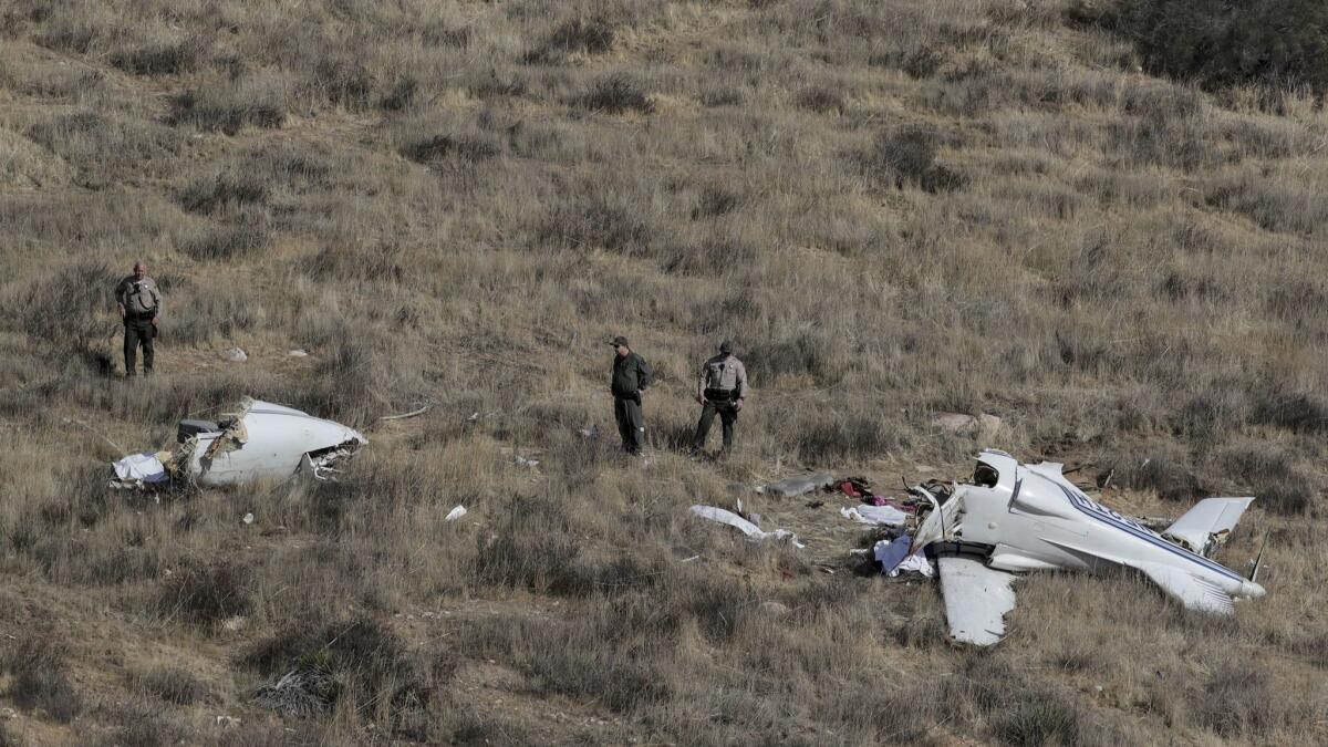 The crash site of the small aircraft near Agua Dulce.