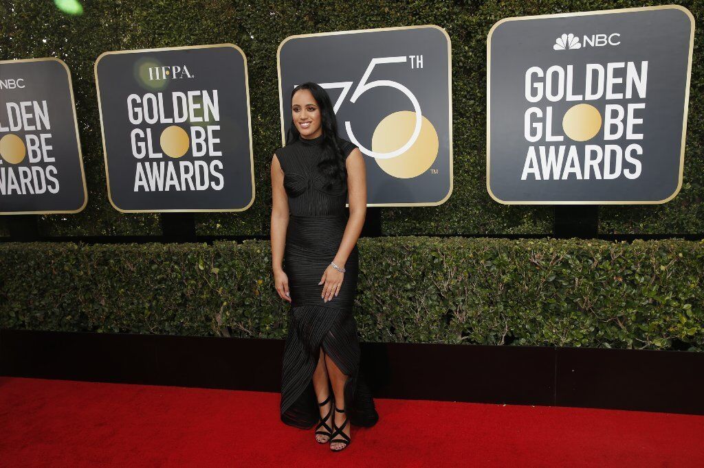 Simone Garcia Johnson arriving at the 75th Golden Globes at the Beverly Hilton Hotel on January 7, 2018. Simone Garcia Johnson, daughter of actor and professional wrestler Dwayne Johnson, is this year's Golden Globes Ambassador.