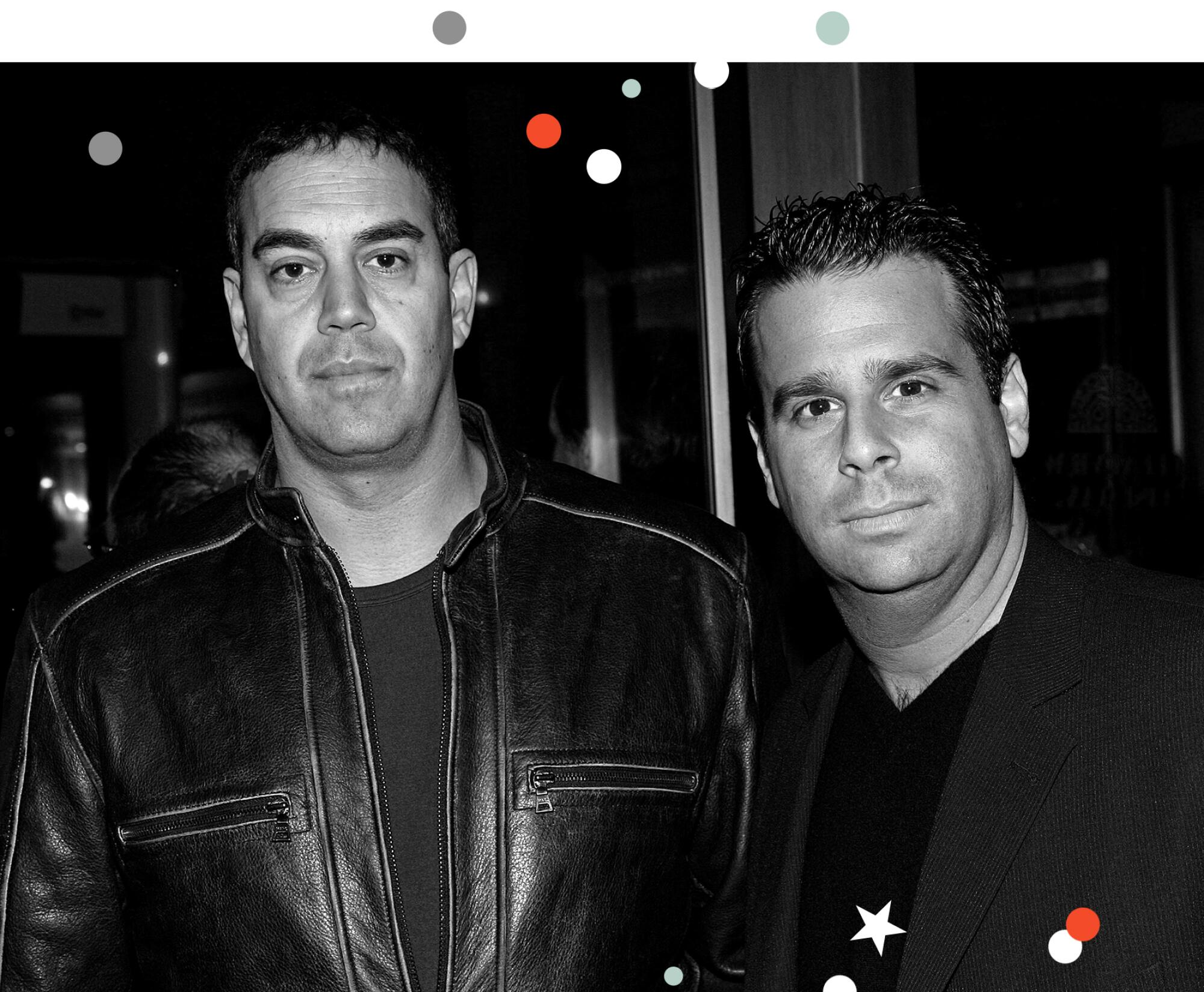 Producers George Furla, left, and Randall Emmett attend the premiere of "16 Blocks" on Feb. 27, 2006, in New York City.