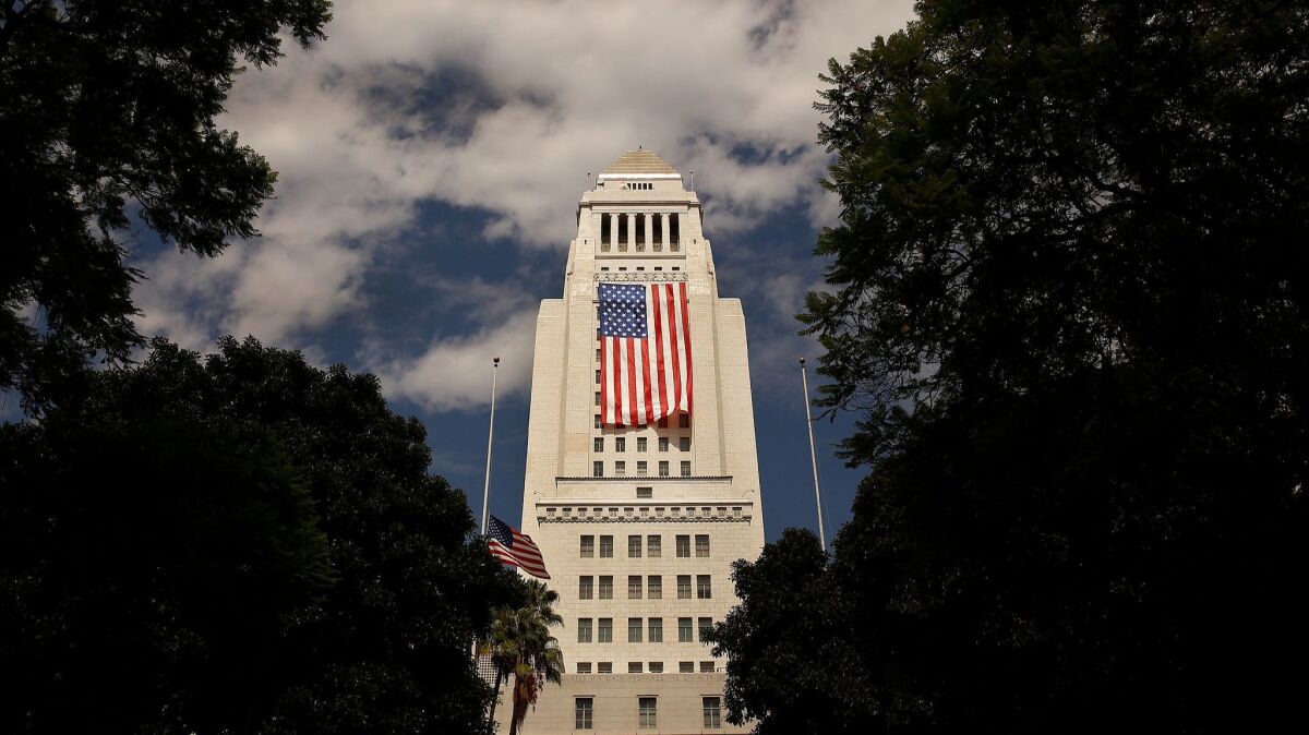 The Los Angeles City Hall on September 11, 2015.