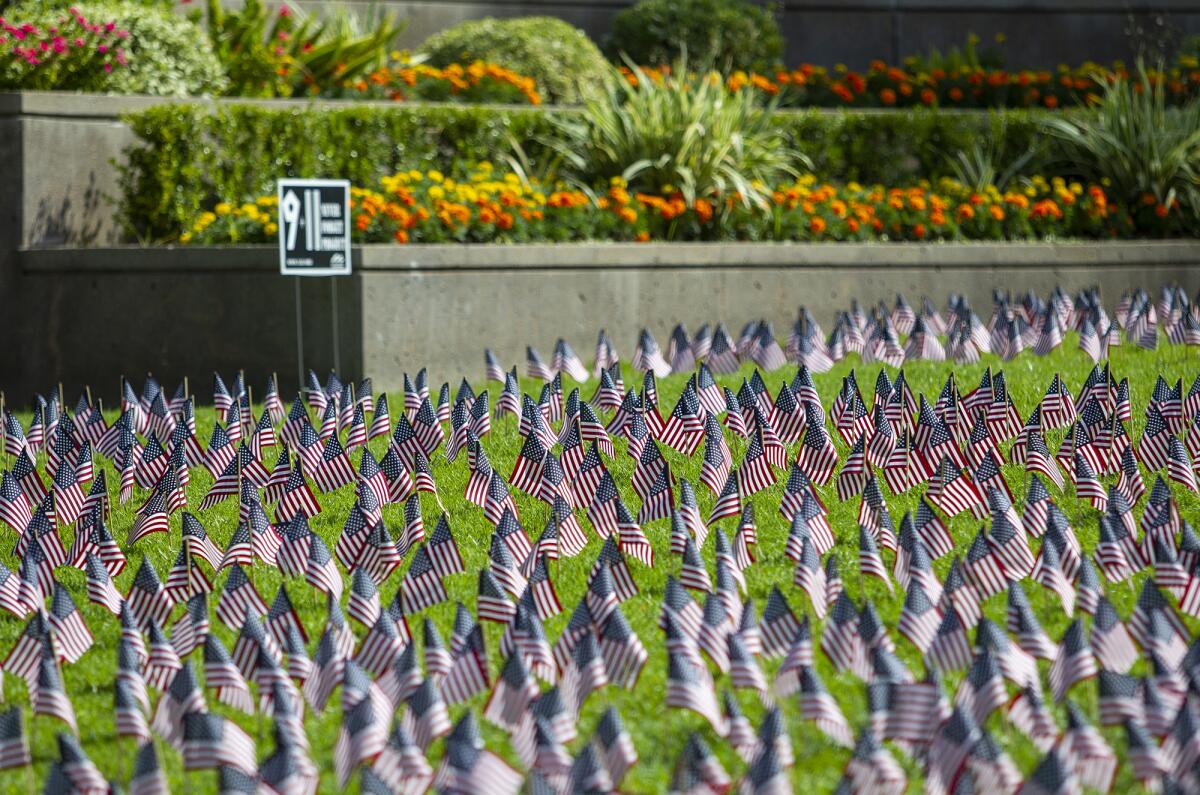 Nearly 2,900 American Flags are displayed during a 9/11 Commemoration at the Richard Nixion Presidential Library and Museum.