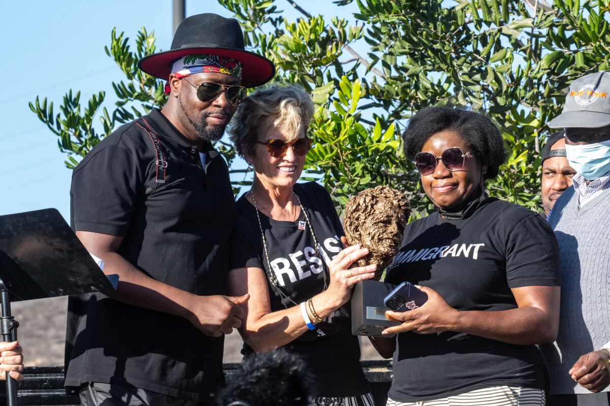 Wyclef Jean and Kerry Kennedy present Guerline Jozef the 2021 Robert F. Kennedy Human Rights Award 