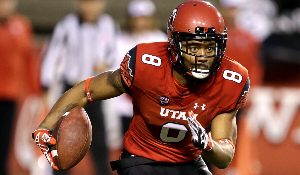 Utah wide receiver Kaelin Clay (8) has returned three punts and one kickoff for touchdowns this season.