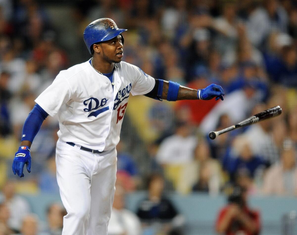 Dodgers shortstop Hanley Ramirez tosses his bat after hitting a two-run home run during Friday's 2-0 win over the Boston Red Sox.