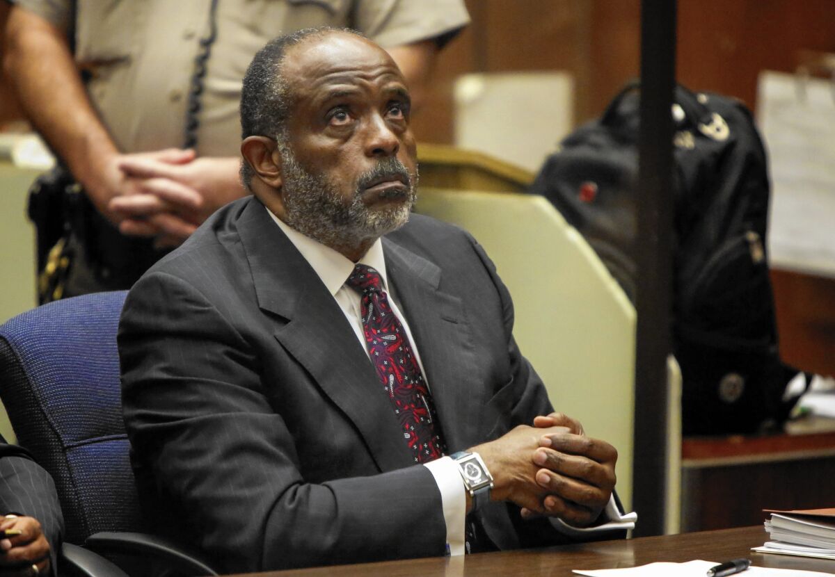 Former Democratic state Sen. Roderick D. Wright at his sentencing hearing in September. He arrived at the L.A. County jail intake center late Friday to begin serving a 90-day sentence but was released almost immediately because of jail crowding.