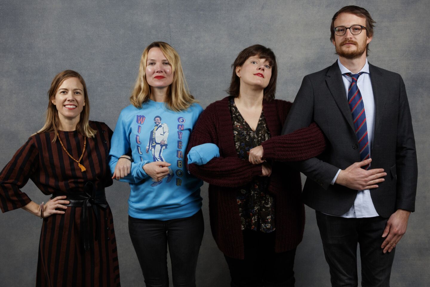 From left, producer Christine Beebe, director Amy Scott, composer Heather McIntosh and producer Brian Morrow from the film "Hal," photographed in the L.A. Times Studio during the Sundance Film Festival in Park City, Utah, Jan. 20, 2018.