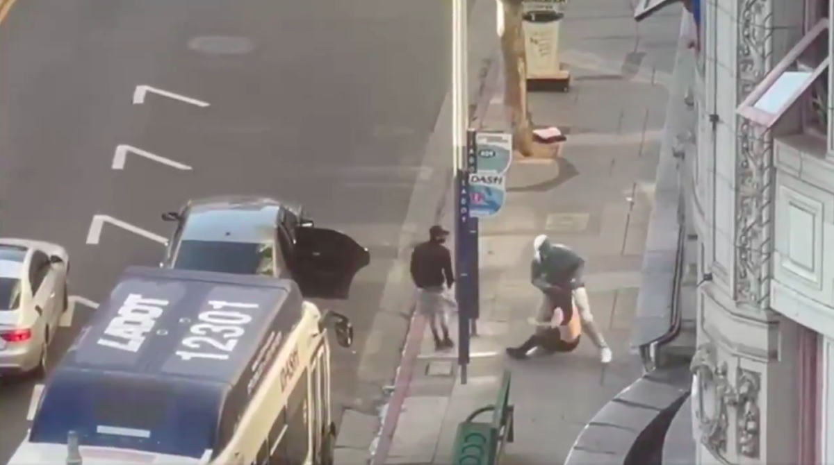 Image from video of street robbery