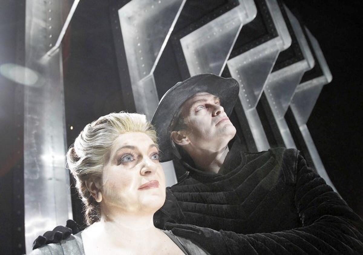 Elisabete Matos and Tomas Tomasson on the set of L.A. Opera's "The Flying Dutchman."
