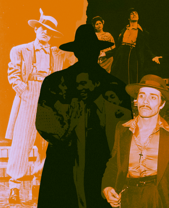 Collage of pachucos, Edward James Olmos “The Pachuce” star of “Zoot Suit”