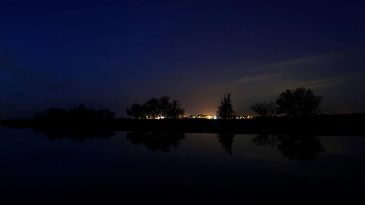 After dusk on the Middle River in the Sacramento-San Joaquin Delta.