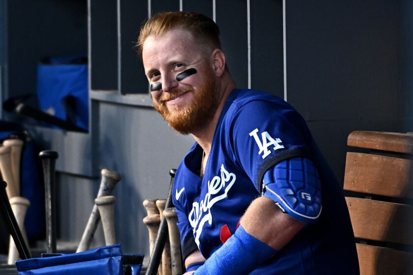 Los Angeles, California August 22, 2022-Dodgers third baseman Justin Turner at Dodger Stadium.