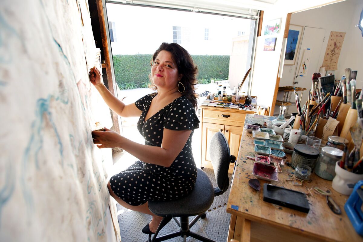 Sandy Rodriguez at work in her Mar Vista studio.