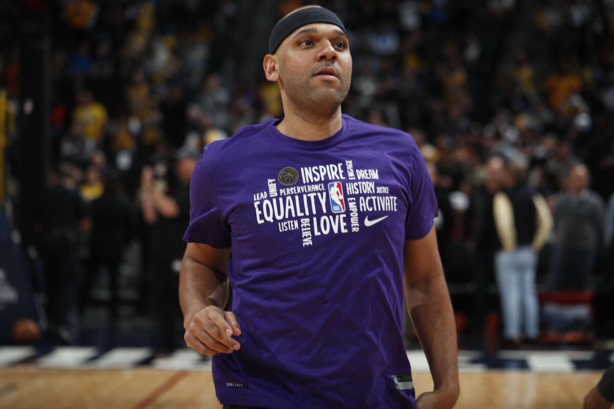 Lakers forward Jared Dudley in the first half of a game.