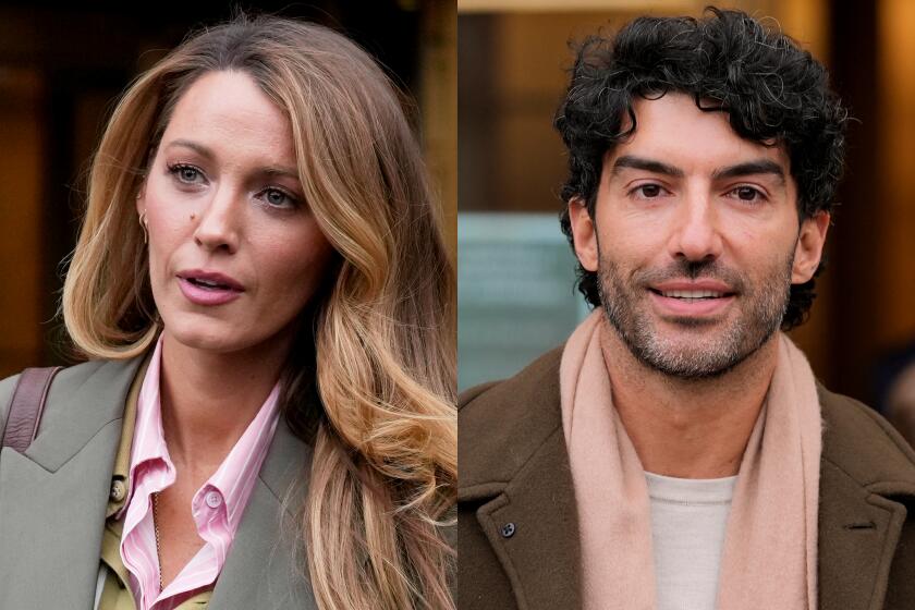 Blake Lively, left, and Justin Baldoni leave a courthouse in New York City on Feb. 11, 2026.