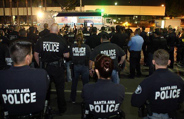 Officers from Orange County agencies get instructions on picking up minors.