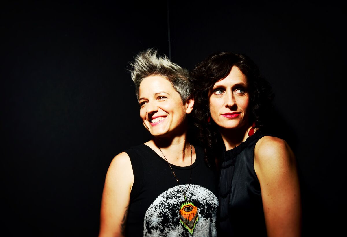 Drummer Allison Miller (left) and violinist Jenny Scheinman are the co-leaders of the audacious new band Parlour Game,  which released its debut album in 2019 and performed at the Athenaeum Music & Arts Library in La Jolla.