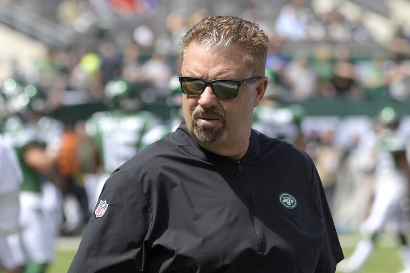 New York Jets defensive coordinator Gregg Williams looks on before a game