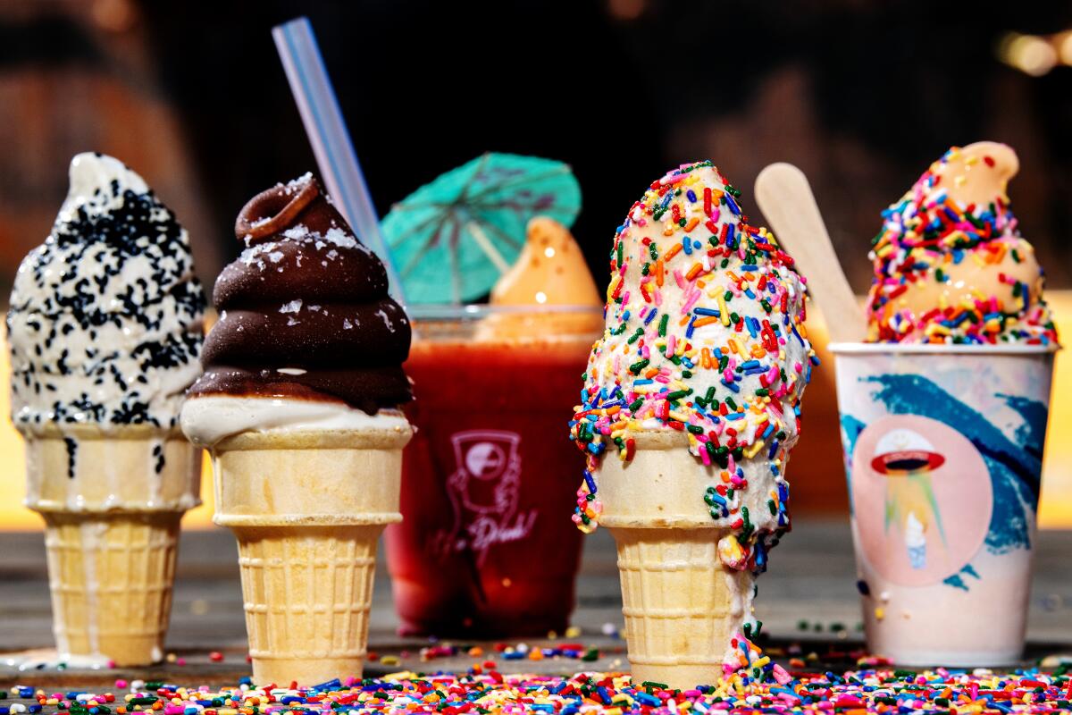 A colorful array of soft serve ice cream