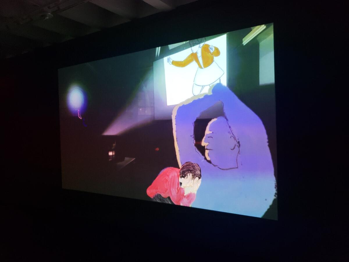 A projection of an animated video