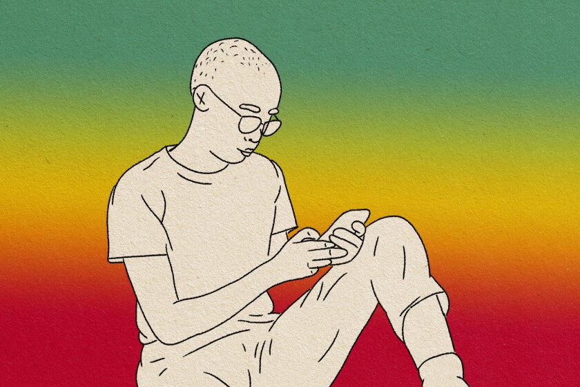 illustration of person relaxed typing on their phone