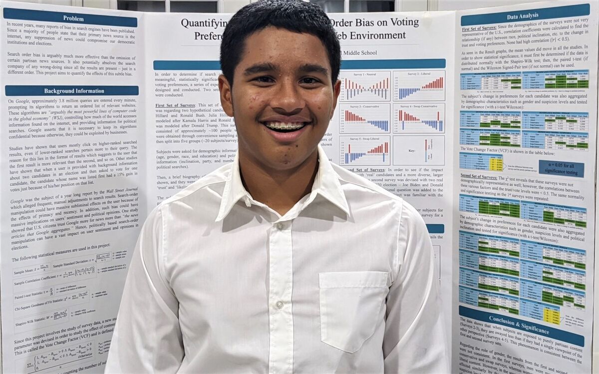 Agastya Sridharan was among 30 finalists in the 2020 Broadcom Masters STEM competition.