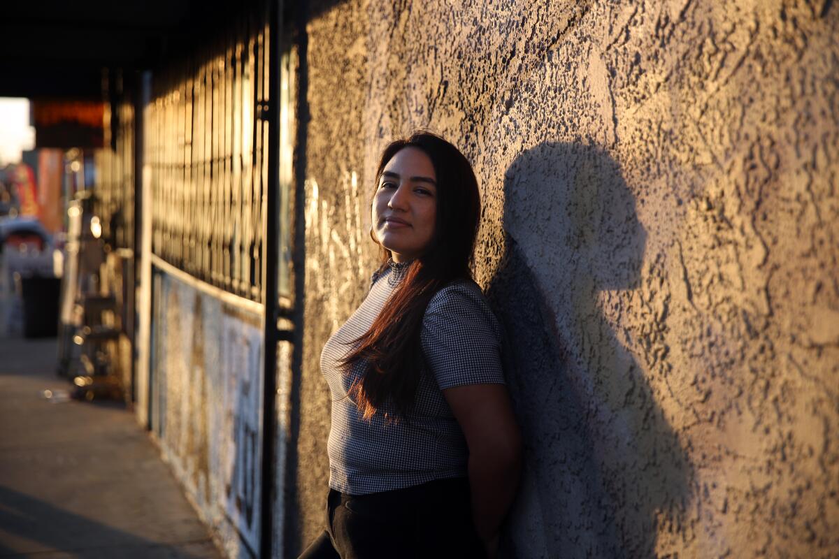 Arlene Mejorado in the L.A. neighborhood where she grew up.