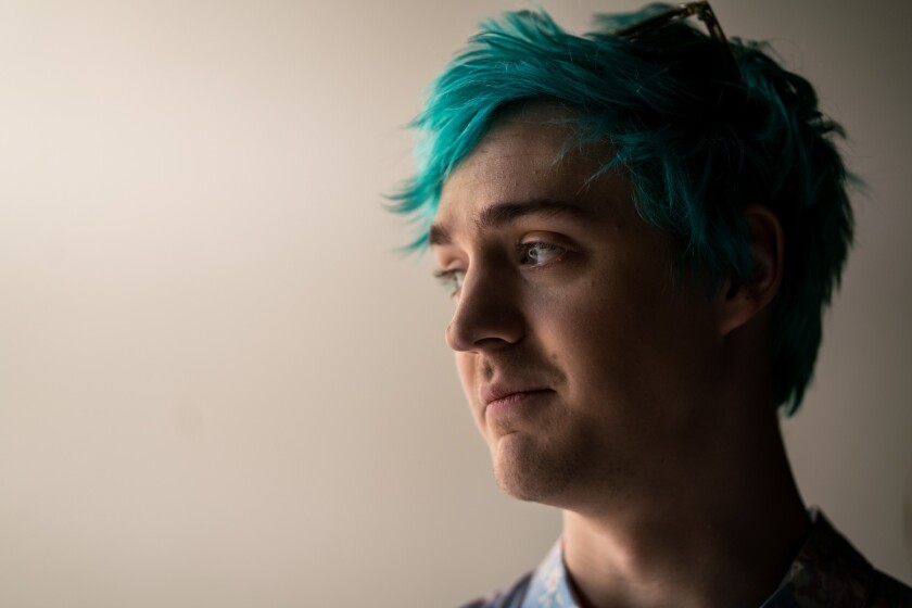 Tyler Blevins, known as the immensely popular game streamer "Ninja," films a commercial for Samsung at Thunder Studios on April 11 in Long Beach.