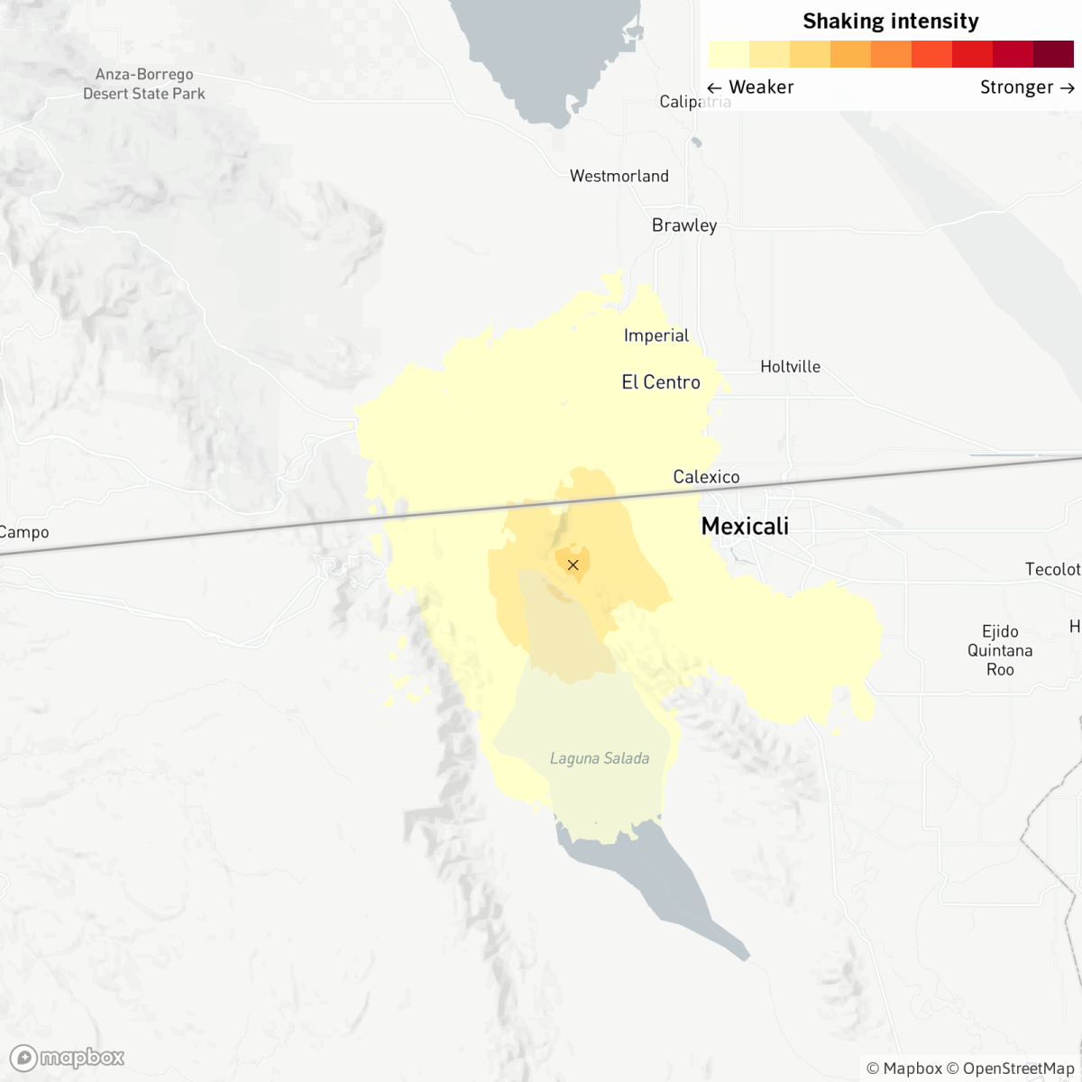 Quake map near Calexico