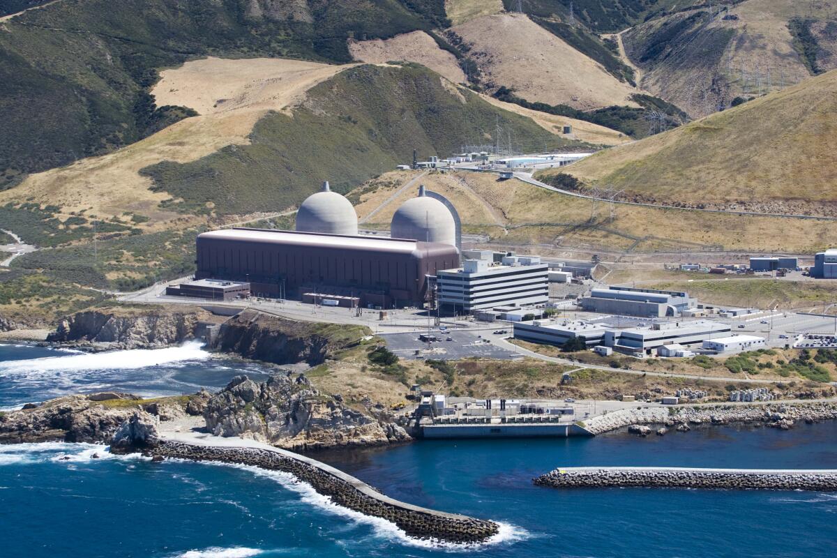The Diablo Canyon nuclear power plant on the coast.