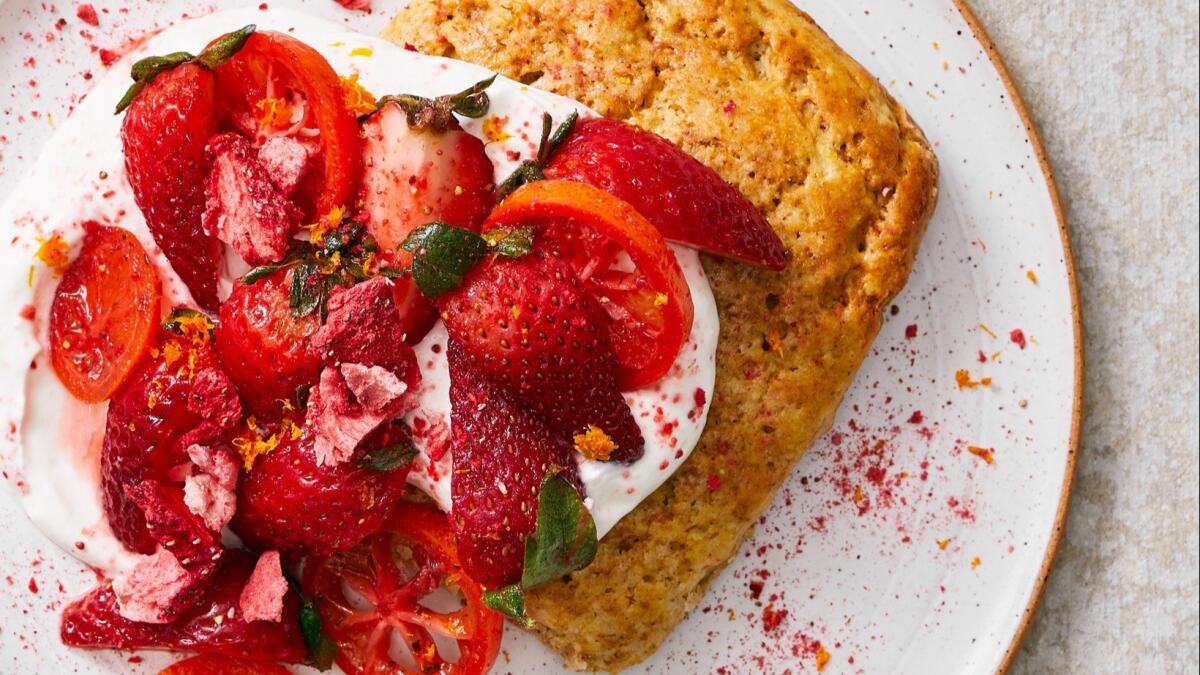 Strawberries and mandarinquats add color and freshness to these shortcakes.