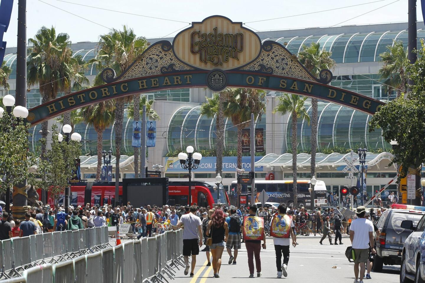 Looking down 5th Avenue toward the San Diego Convention Center during Comic-Con 2014.