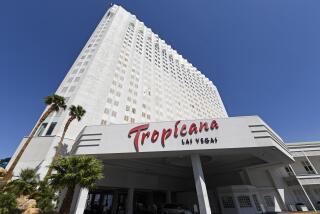 LAS VEGAS, NEVADA - APRIL 13: The exterior of the Tropicana Las Vegas is seen on April 13, 2021 in Las Vegas, Nevada. Bally's Corp. has agreed to purchase the Las Vegas Strip property from landlord Gaming and Leisure Properties Inc. in a transaction valued at about $308 million. (Photo by Ethan Miller/Getty Images)