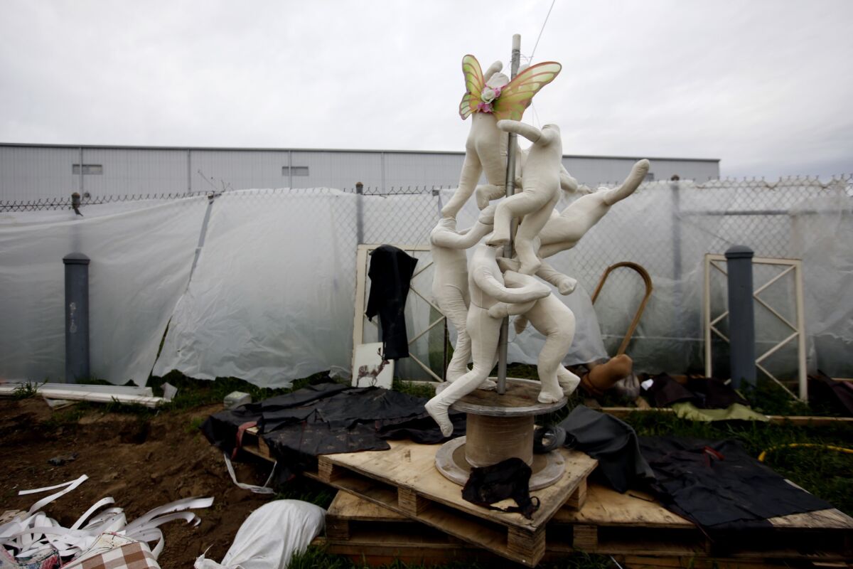 A sculpture in a homeless encampment in Chatsworth on March 1, 2019.